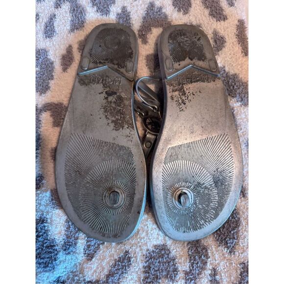 Michael Kors navy blue cork t strap flip flops sandals sz 11 silver - Picture 5 of 6